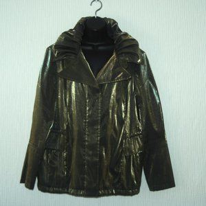 Hilary Radley New York Olive Gold Shimmer Pea Coat Jacket Size 1X